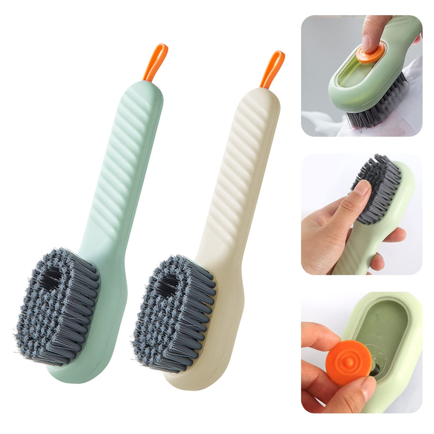 Cleaning brush with soap dispenser